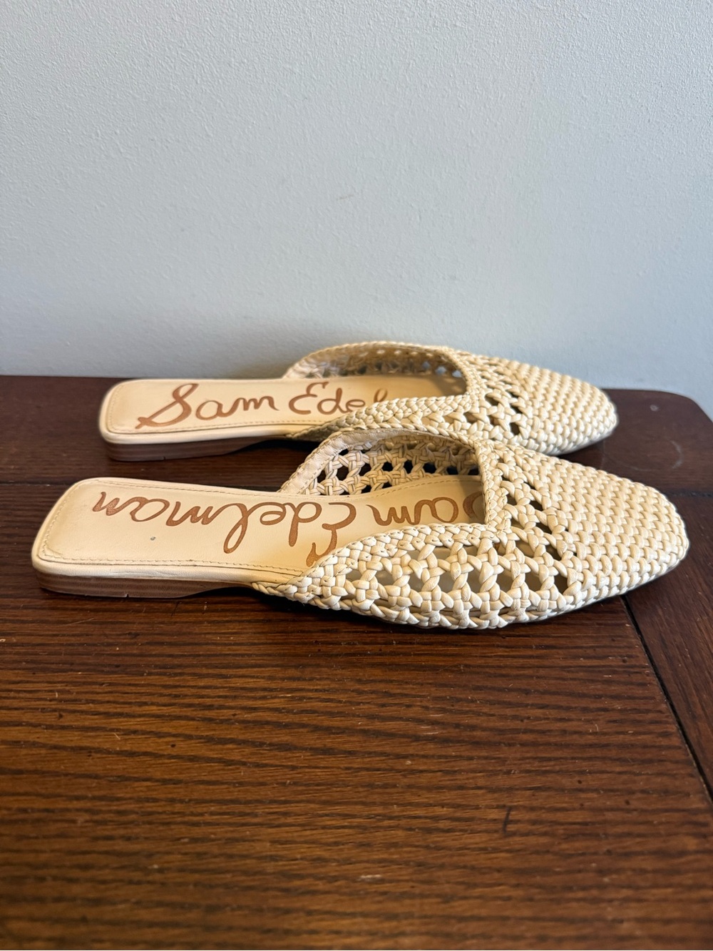 Sam Edelman Nola Cream Woven Square-Toe Slide Mules - Picture 4 of 7